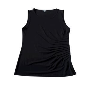 Premise Black Satin Scoop Neck Tank Top Womens Size L